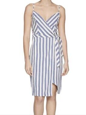 BCBG Generation Blue Stripe Wrap Sundress NEW $98 Women's Size Small
